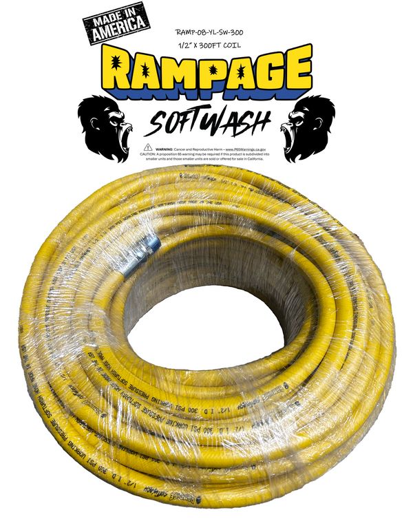 RAMPAGE Softwash 1/2 in 300 ft Hose: Yellow RAMPAGE Softwash 1/2 in 300 ft Hose: Yellow