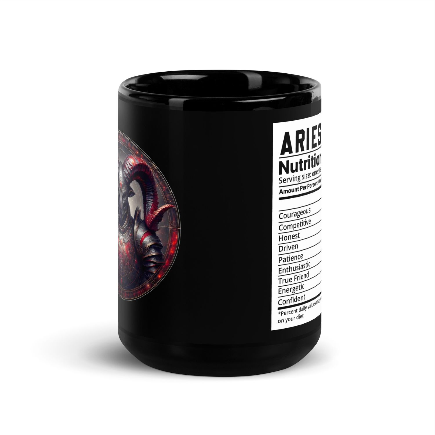 Aries Zodiac Sign Black Glossy Mug