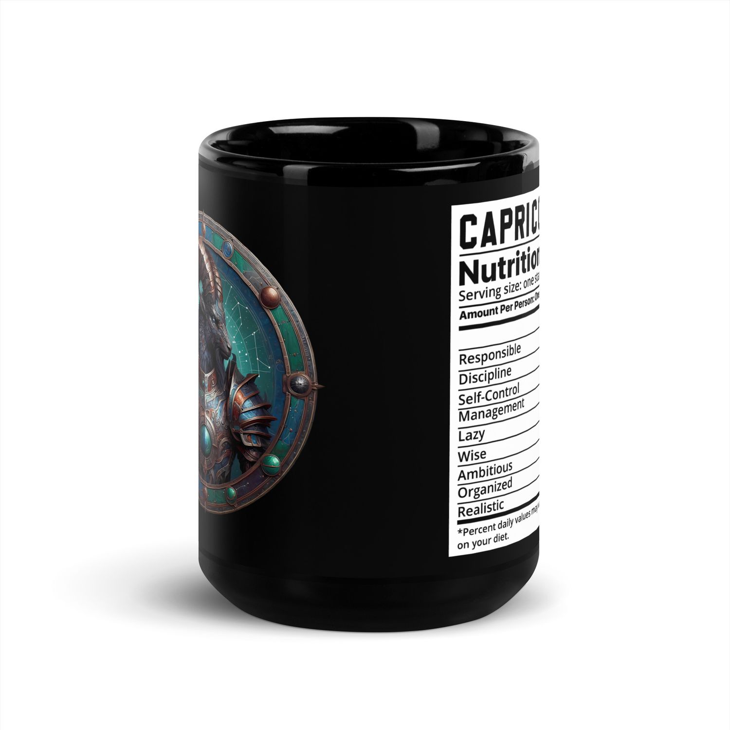 Capricorn Zodiac Sign Black Glossy Mug