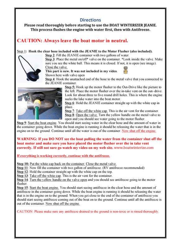 Boat Winterizer IO Inboard & Outboard motors