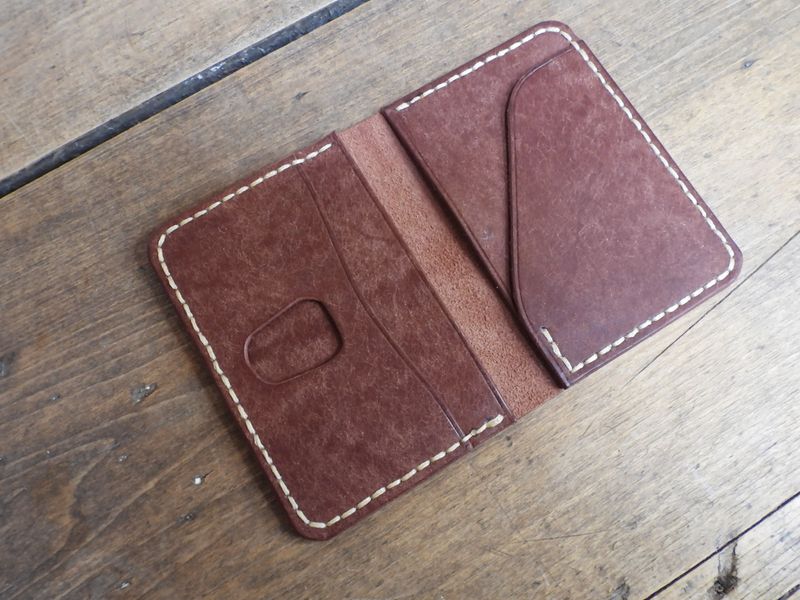 brown leather wallet handmade in canada