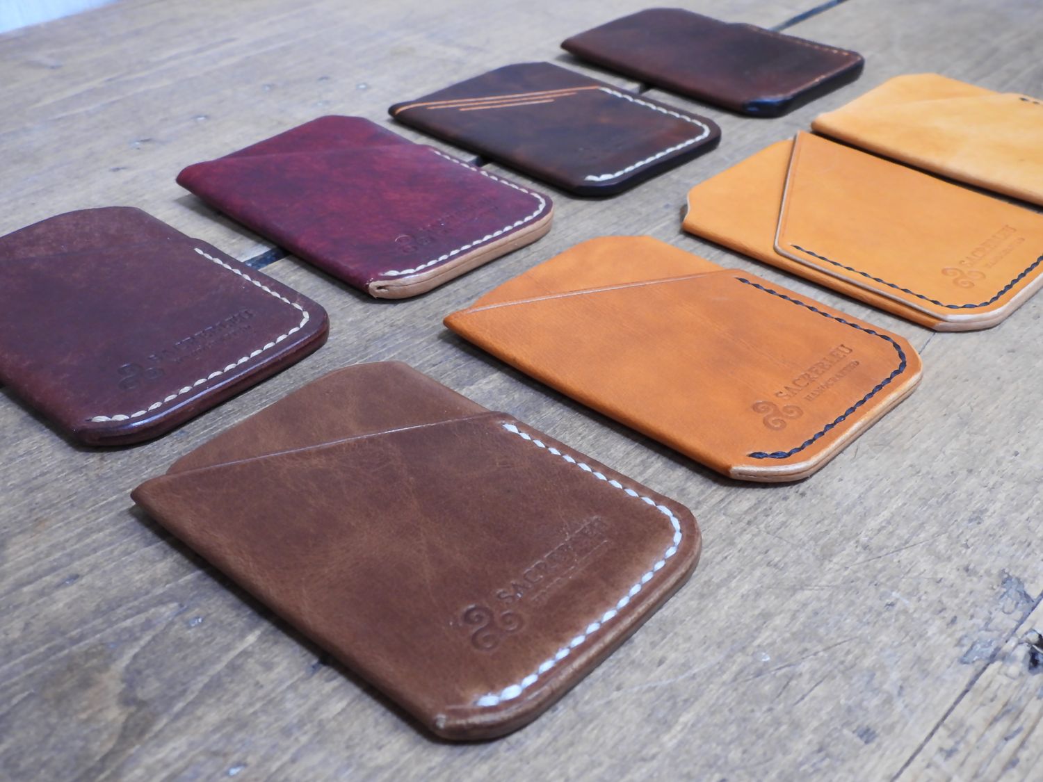 leather card holder sacrebleu handcrafted handmade on Vancouver Island canada