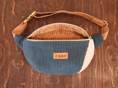 Handmade Fanny Pack - Corduroy  Duck &amp; White