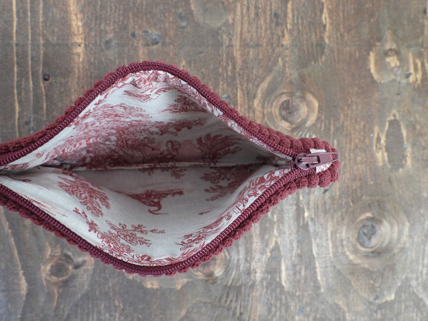 Corduroy Pouch - Burgundy &amp; Pink