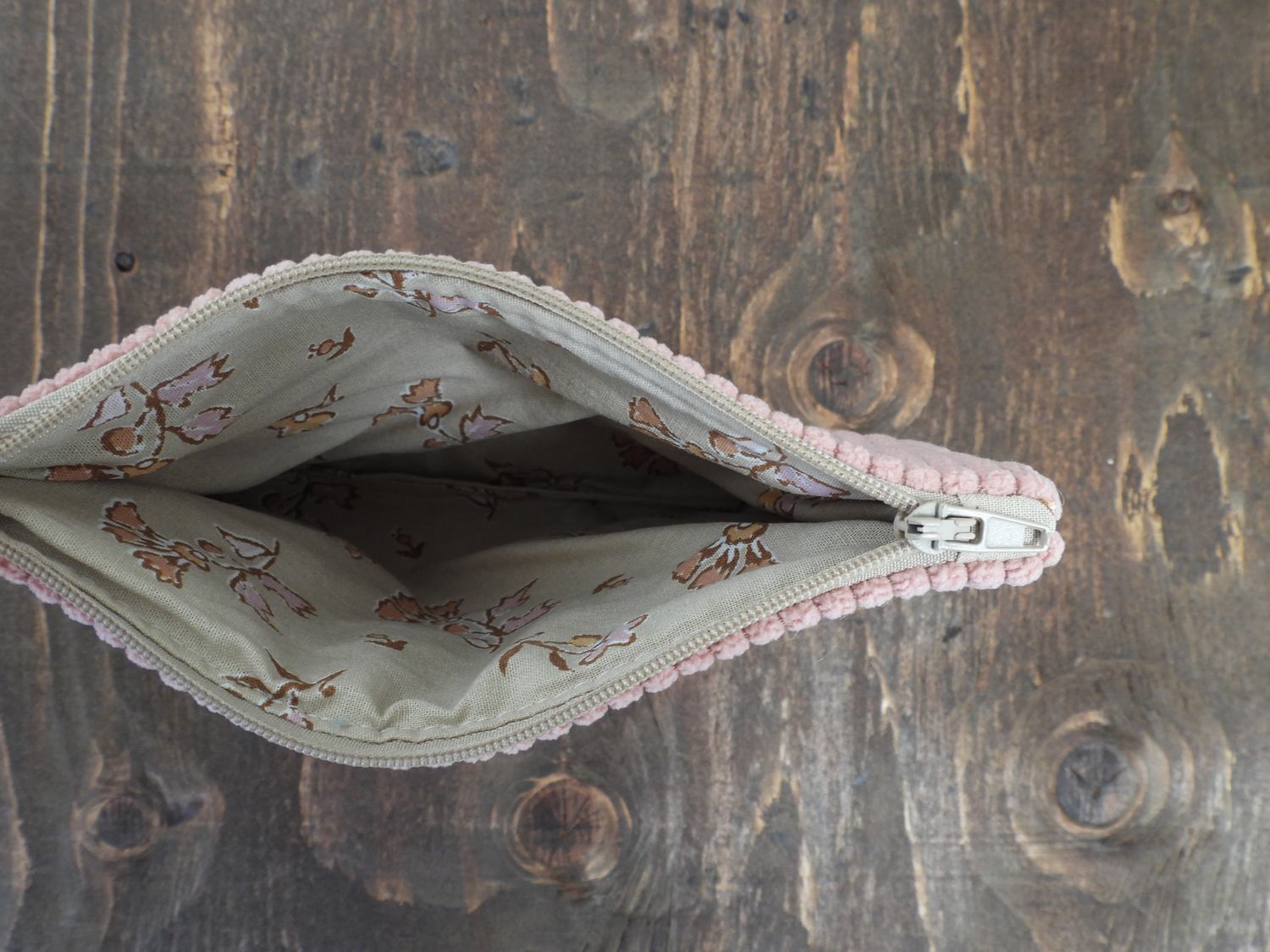 Corduroy Pouch - Pink &amp; White