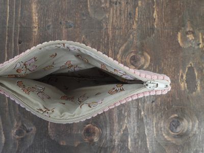 Corduroy Pouch - Pink &amp; White