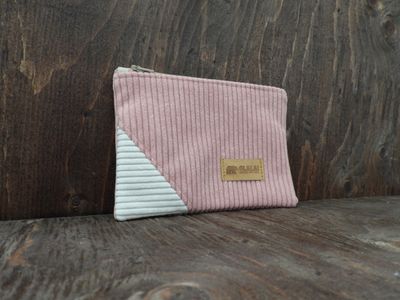 Corduroy Pouch - Pink &amp; White
