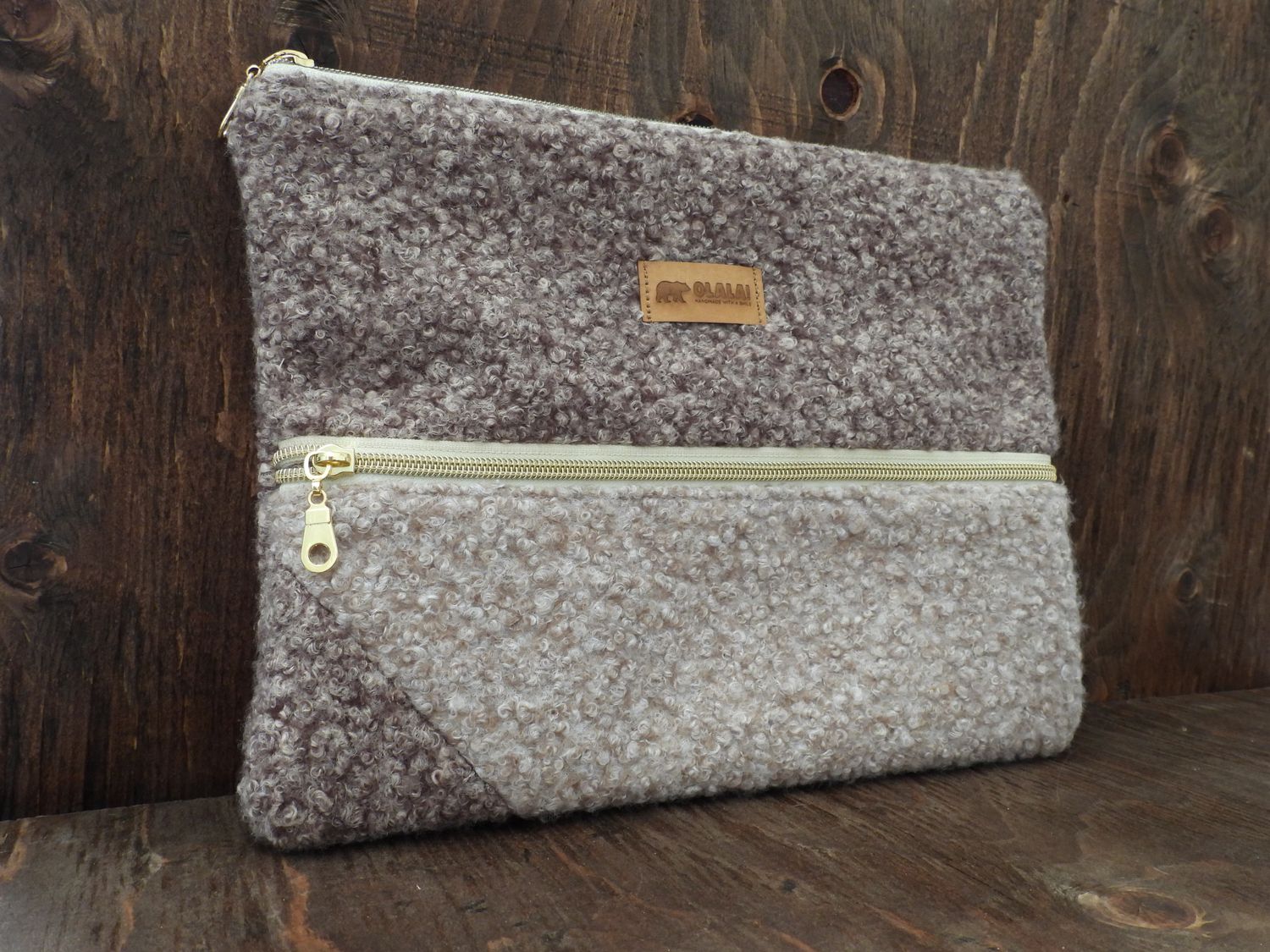 Handmade Ipad Case - Bouclé Dark &amp; Beige