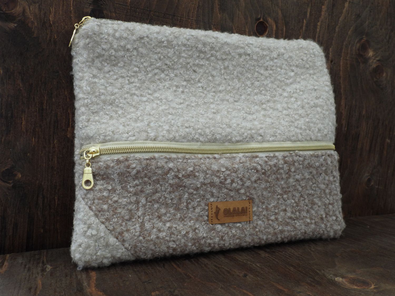 Handmade Ipad Case - Bouclé White &amp; Beige