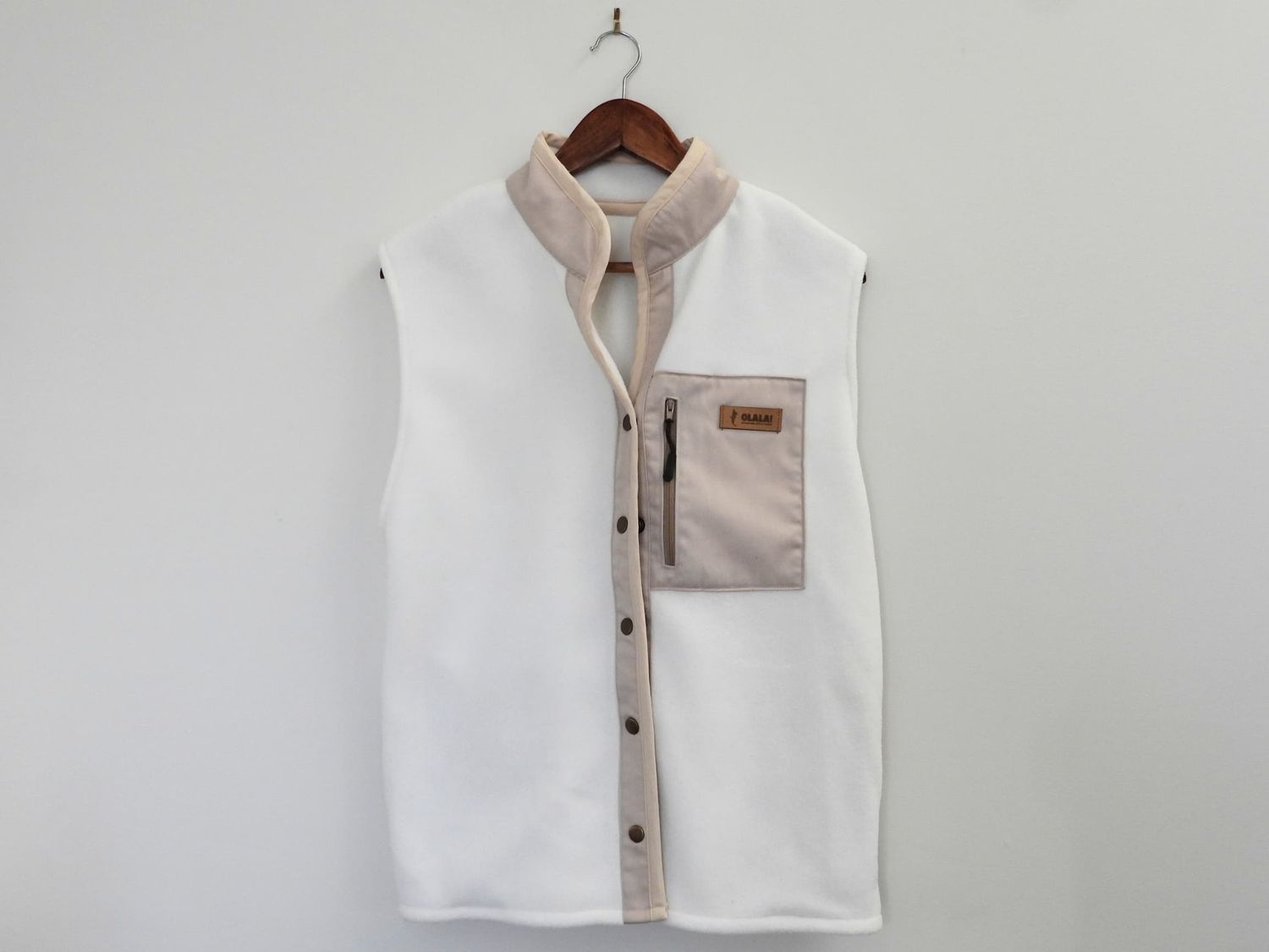 Handmade Fleece Vest - White &amp; Cream Details