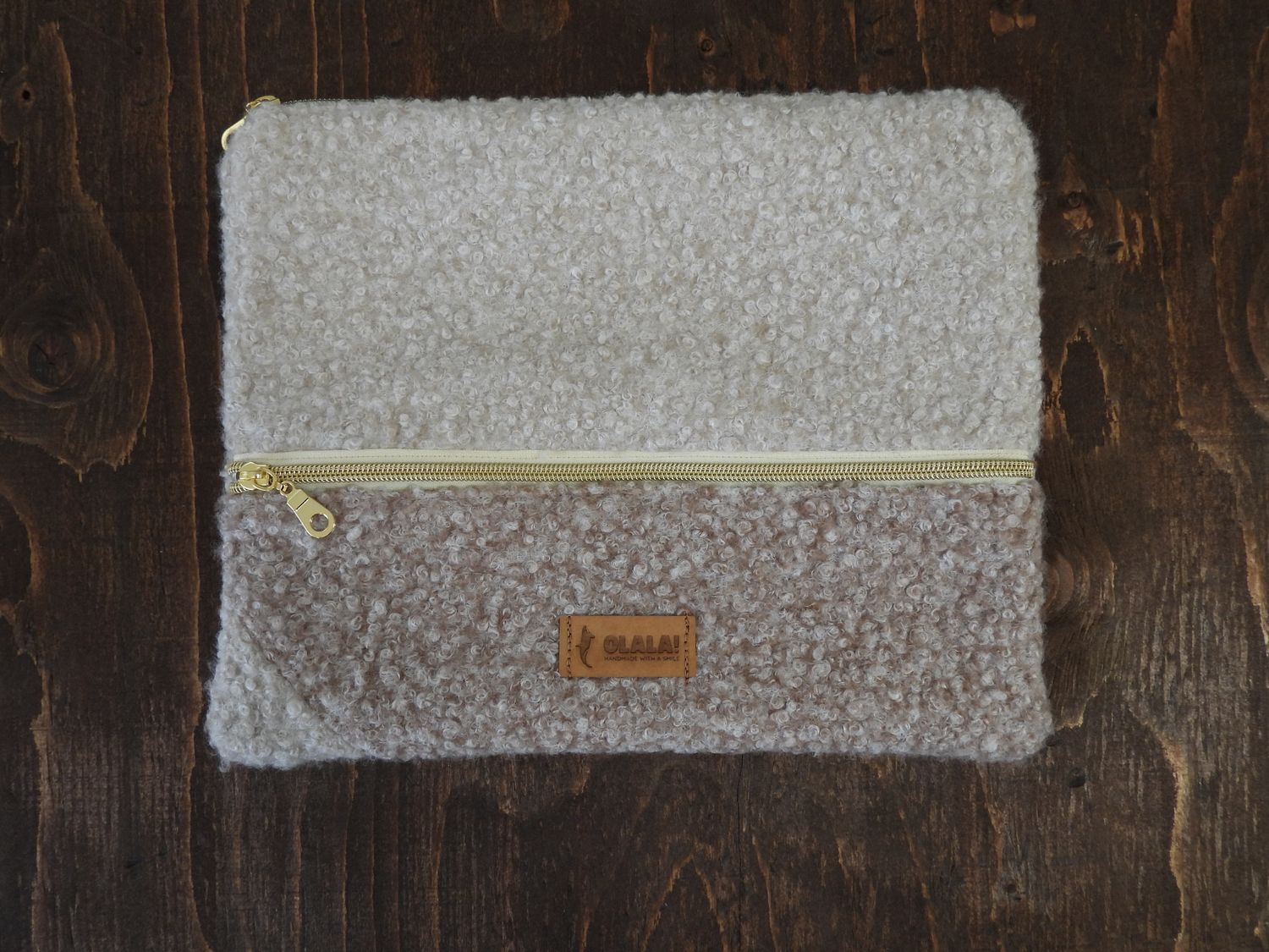 Handmade Ipad Case - Bouclé White &amp; Beige