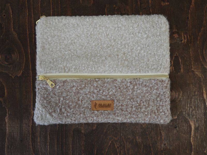 Handmade Ipad Case - Bouclé White &amp; Beige