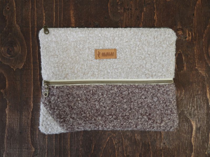 Handmade Ipad Case - Bouclé White &amp; Dark
