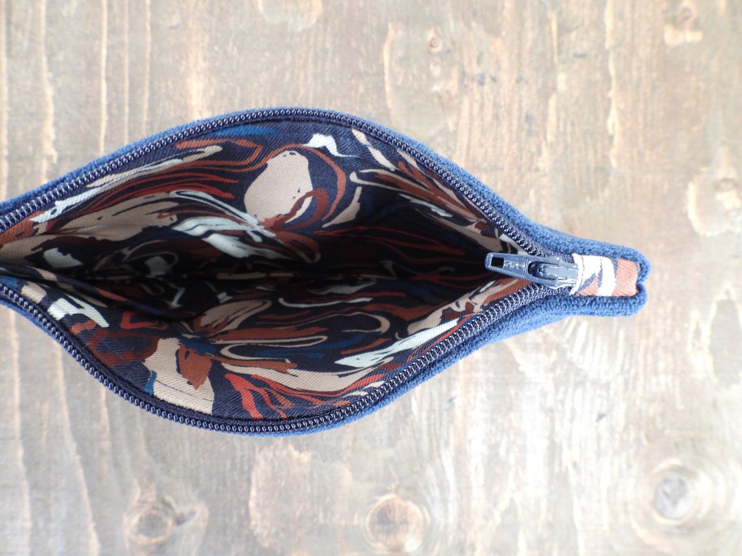 Corduroy Pouch - Navy &amp; Lining Corner
