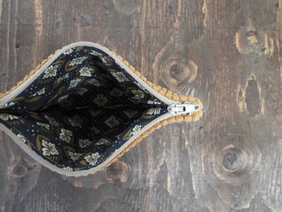 Corduroy Pouch - Mustard &amp; White