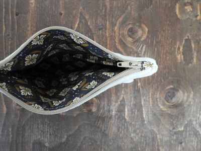 Corduroy Pouch - White &amp; Mustard