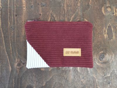 Corduroy Pouch - Burgundy &amp; White