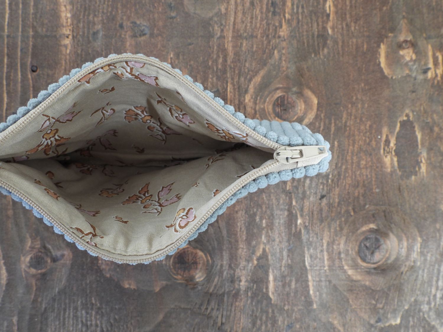 Corduroy Pouch - Lichen &amp; White