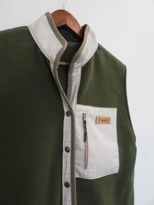 Handmade Fleece Vest - Green Sage &amp; Green Details