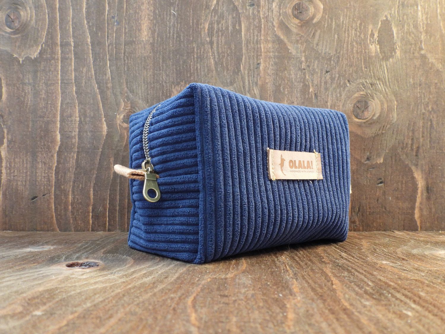 Trousse de rangement - Velours Côtelés Bleu Navy (≈ 31 €)