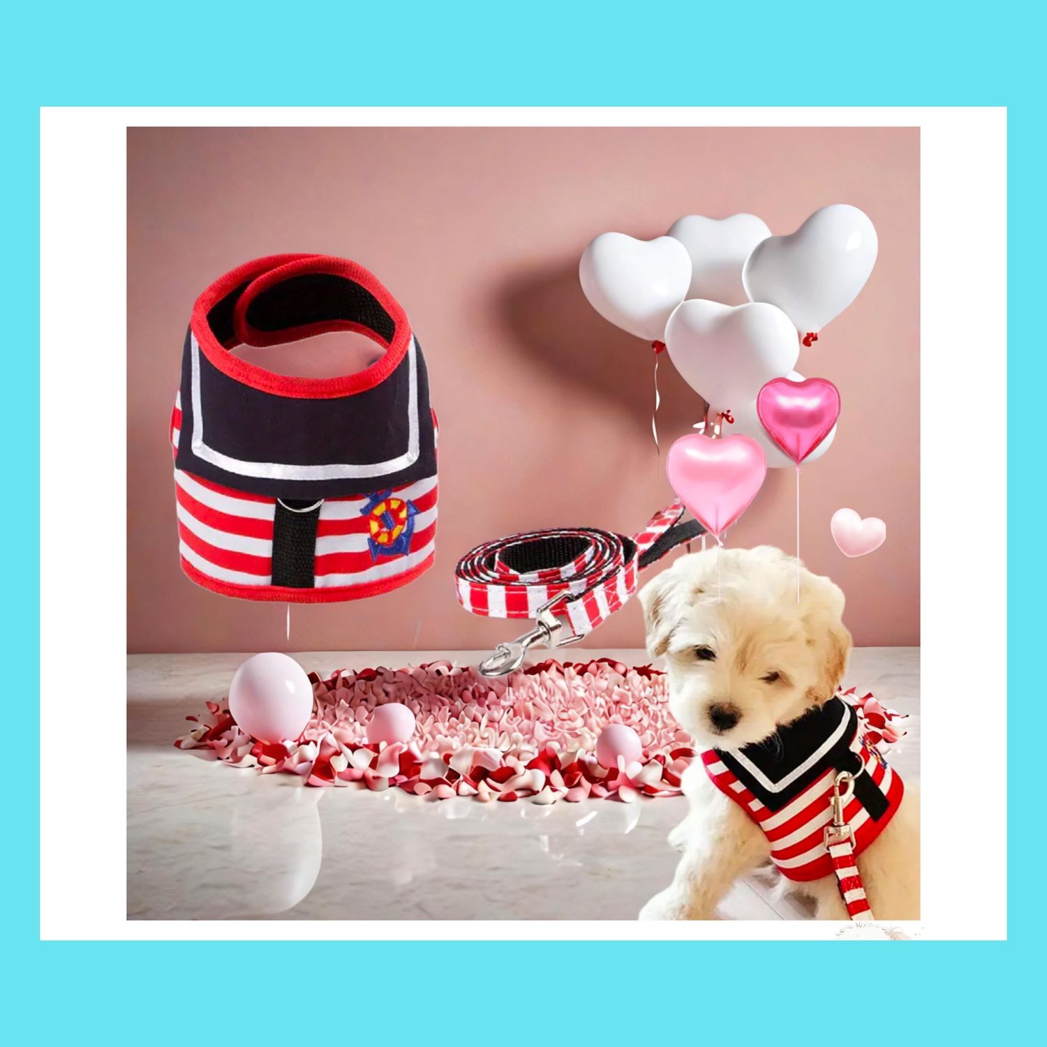 Navy Suit dog harness with Leash