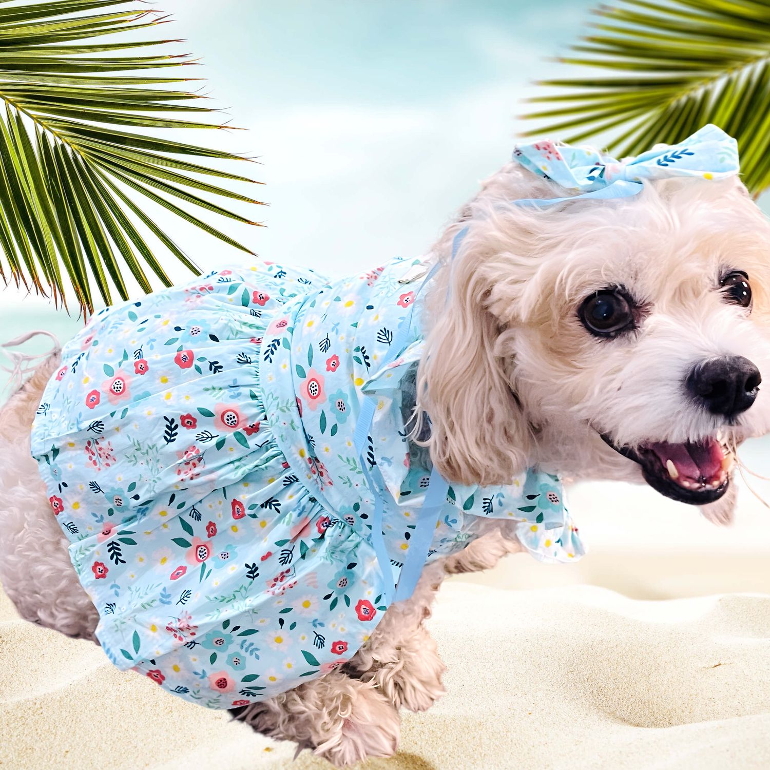 Adorable Dog/ Cat Spring Leash hook and Bow Collar  Dress