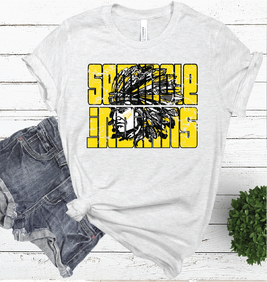 SEMINOLE MASCOT WORD ASH COLOR TEE