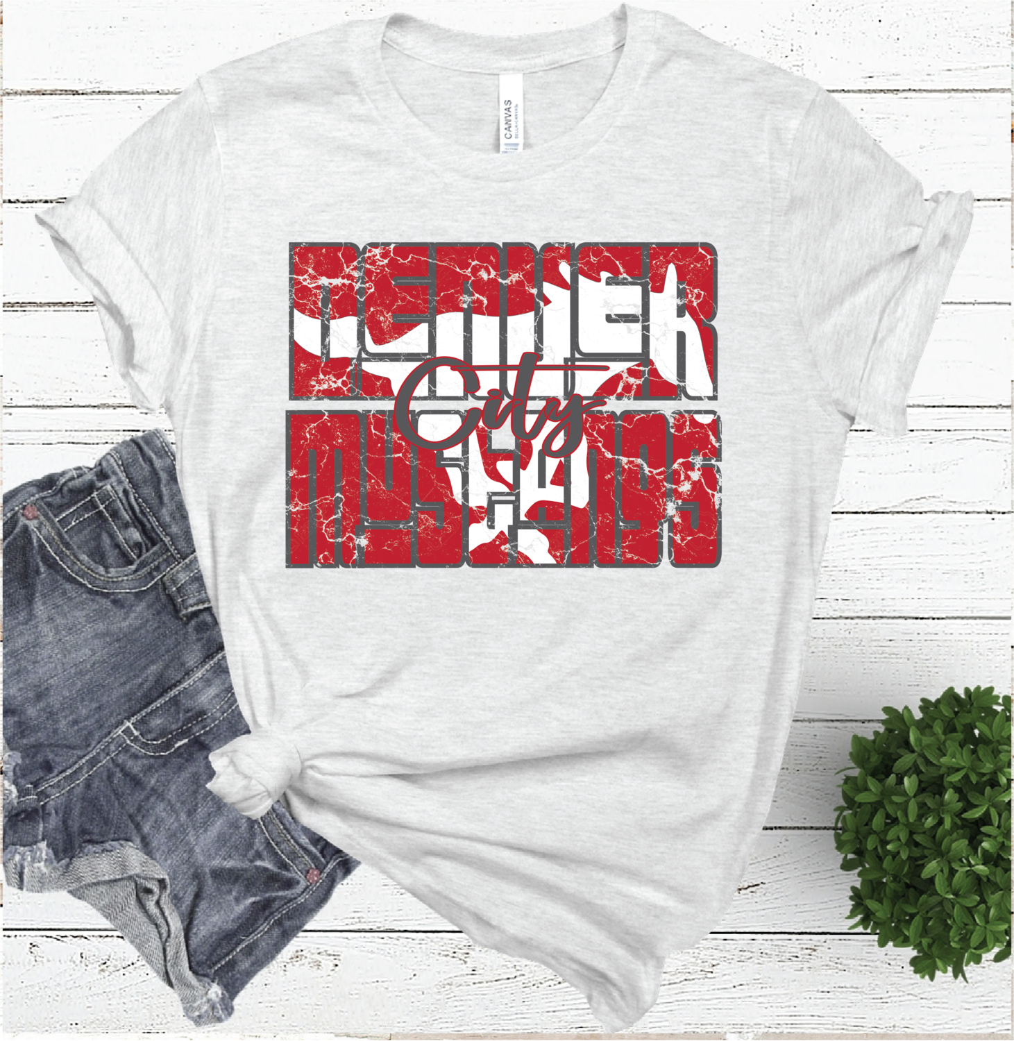 DENVER CITY MASCOT WORD ASH COLOR TEE