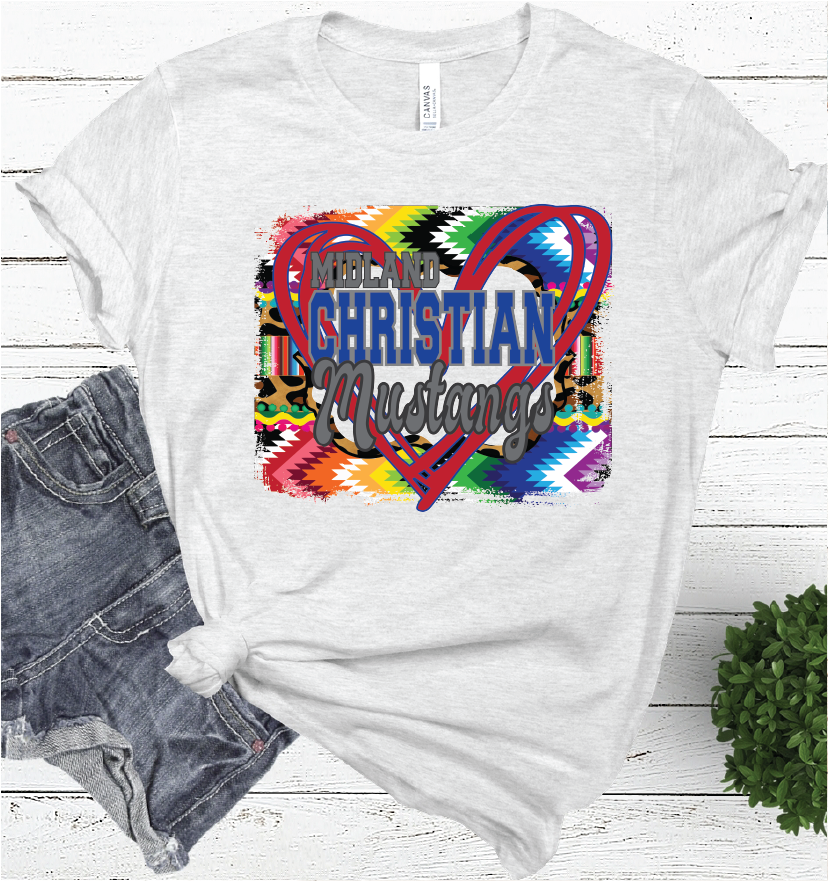 AZTEC HEART MIDLAND CHRISTIAN ASH COLOR TEE
