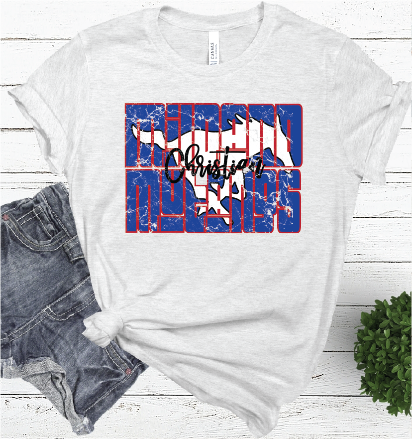MIDLAND CHRISTIAN MASCOT WORD ASH COLOR TEE