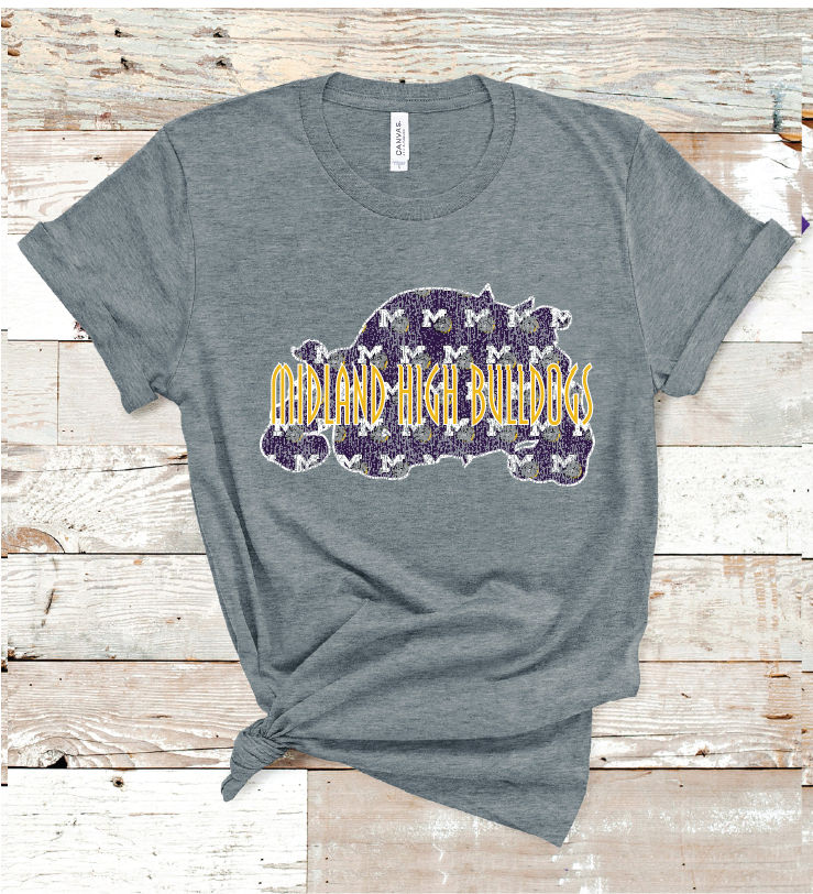 2023 MIDLAND HIGH GRUNGE MASCOT (D GRAY)