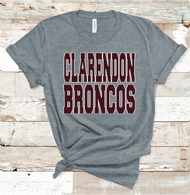 2023 CLARENDON BRONCOS SCHOOL COLORS(D GRAY)