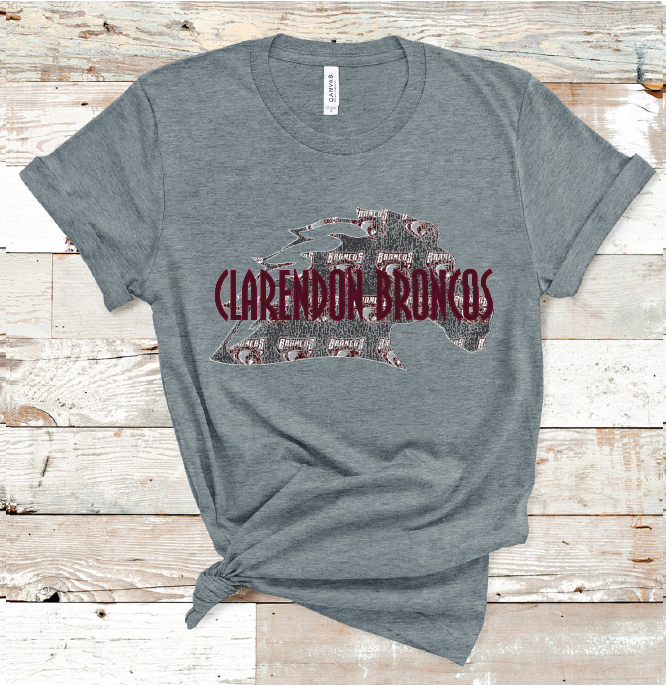 2023 CLARENDON BRONCOS GRUNGE (D GRAY)