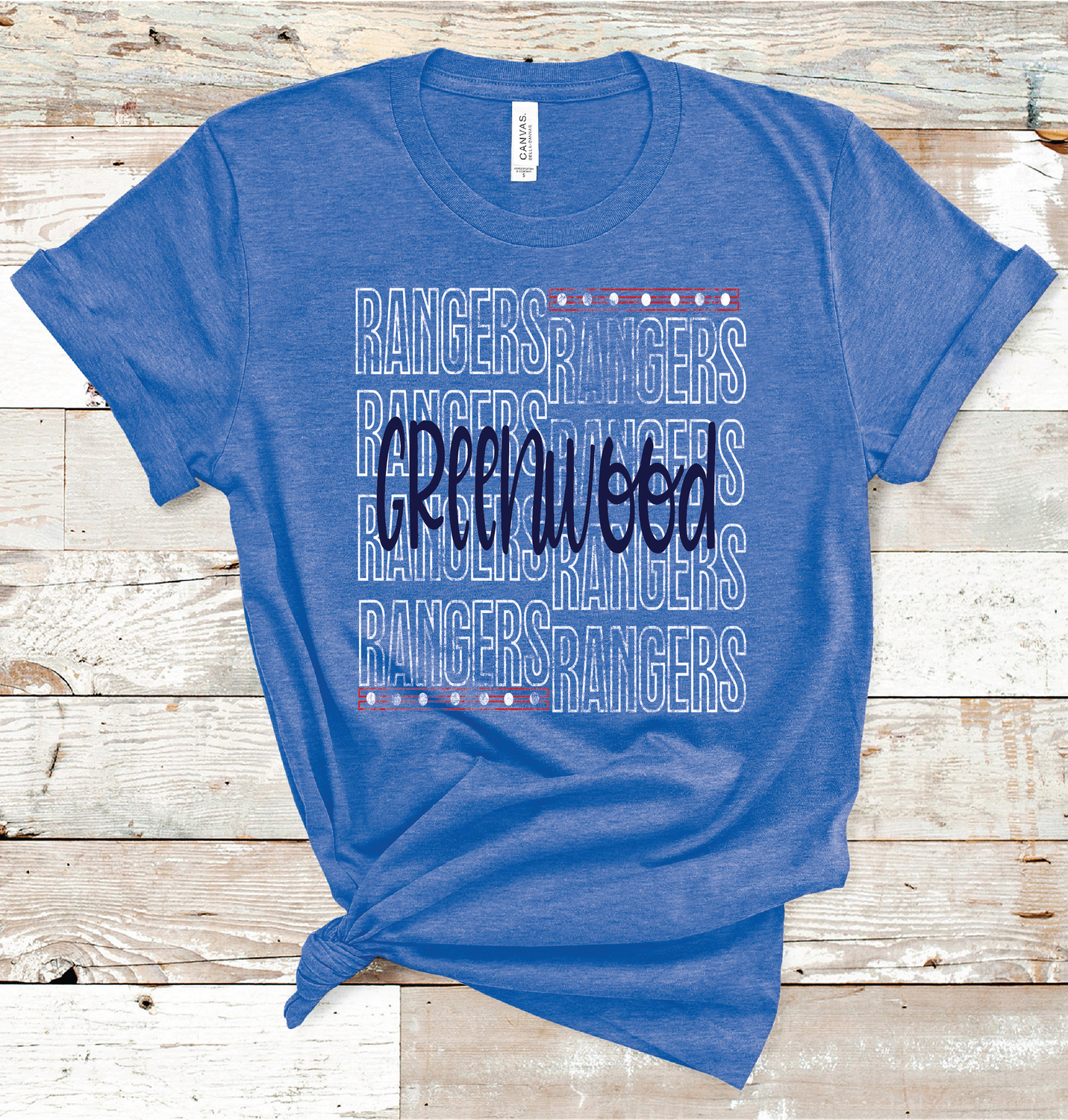 2024 GREENWOOD RANGERS OUTLINE W/RED (HEATHER COLUMBIA)