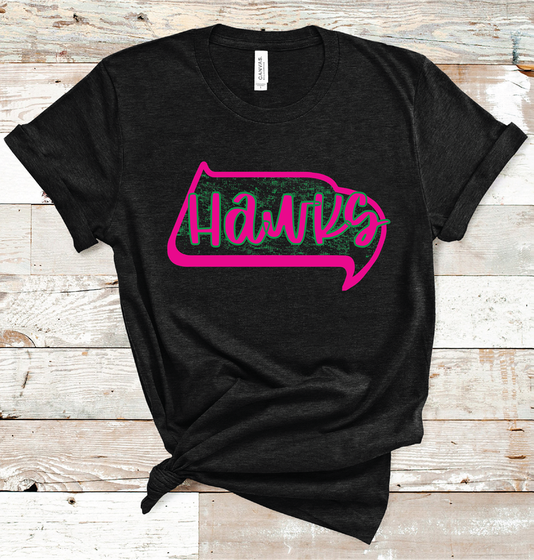 2024 WALL HAWKS PINK MASCOT (HEATHER BLK)