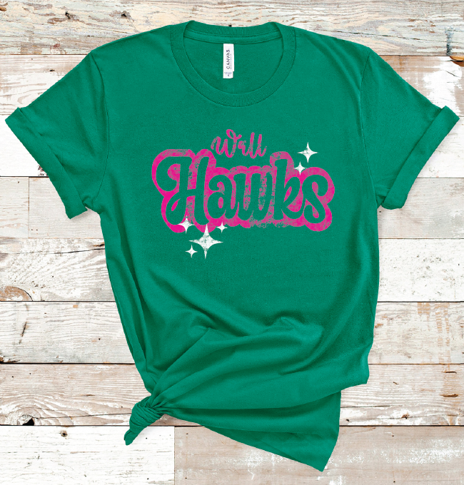 2024 WALL HAWKS PINK WORDING  (HEATHER GREEN)