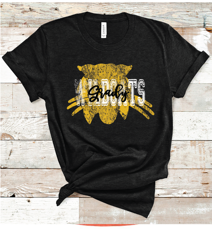 2024 GRADY WILDCATS VINTAGE MASCOT ( HEATHER BLK)