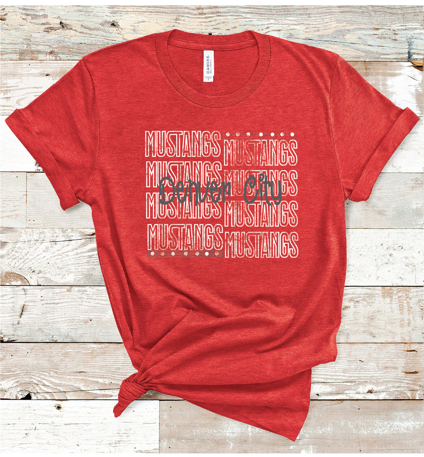 2024 DENVER CITY MUSTANGS OUTLINE ( HEATHER RED)