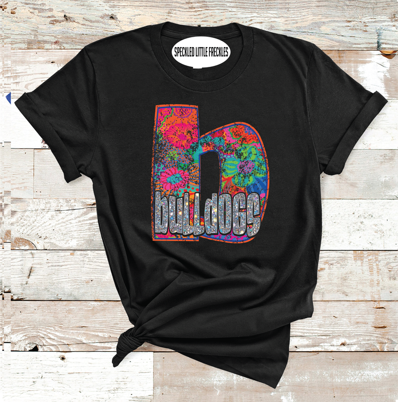 2025 IRA BULLDOGS FLORAL LETTER (HEATHER BLACK)