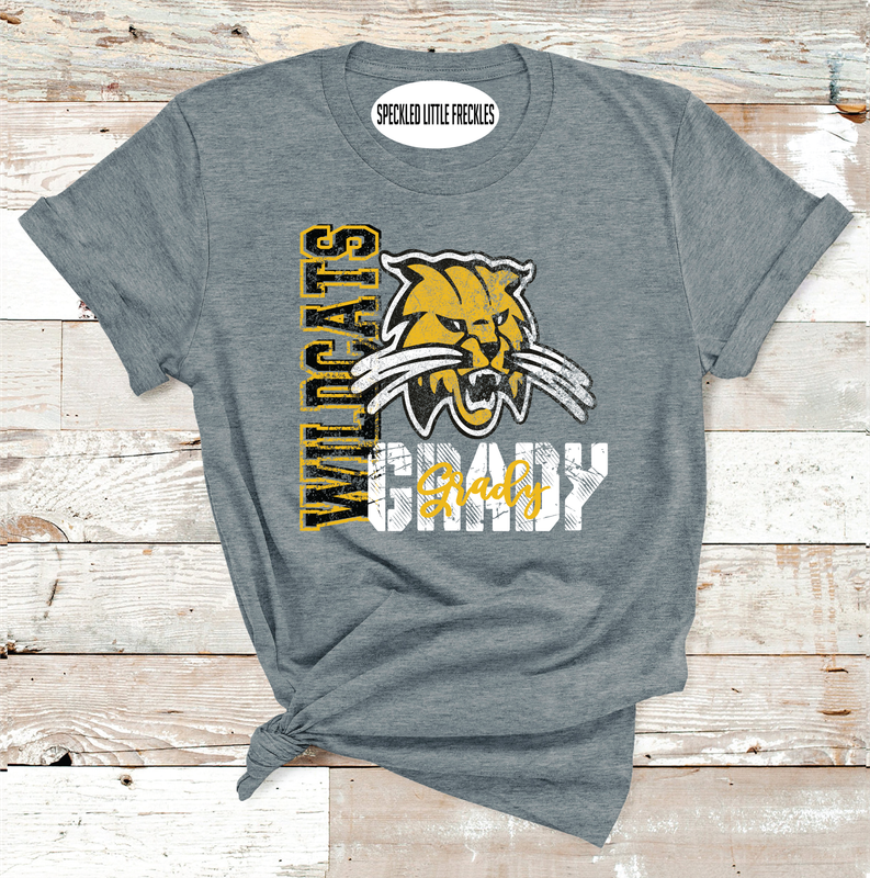 2025 GRADY WILDCATS VINTAGE MASCOT (DARK GRAY)