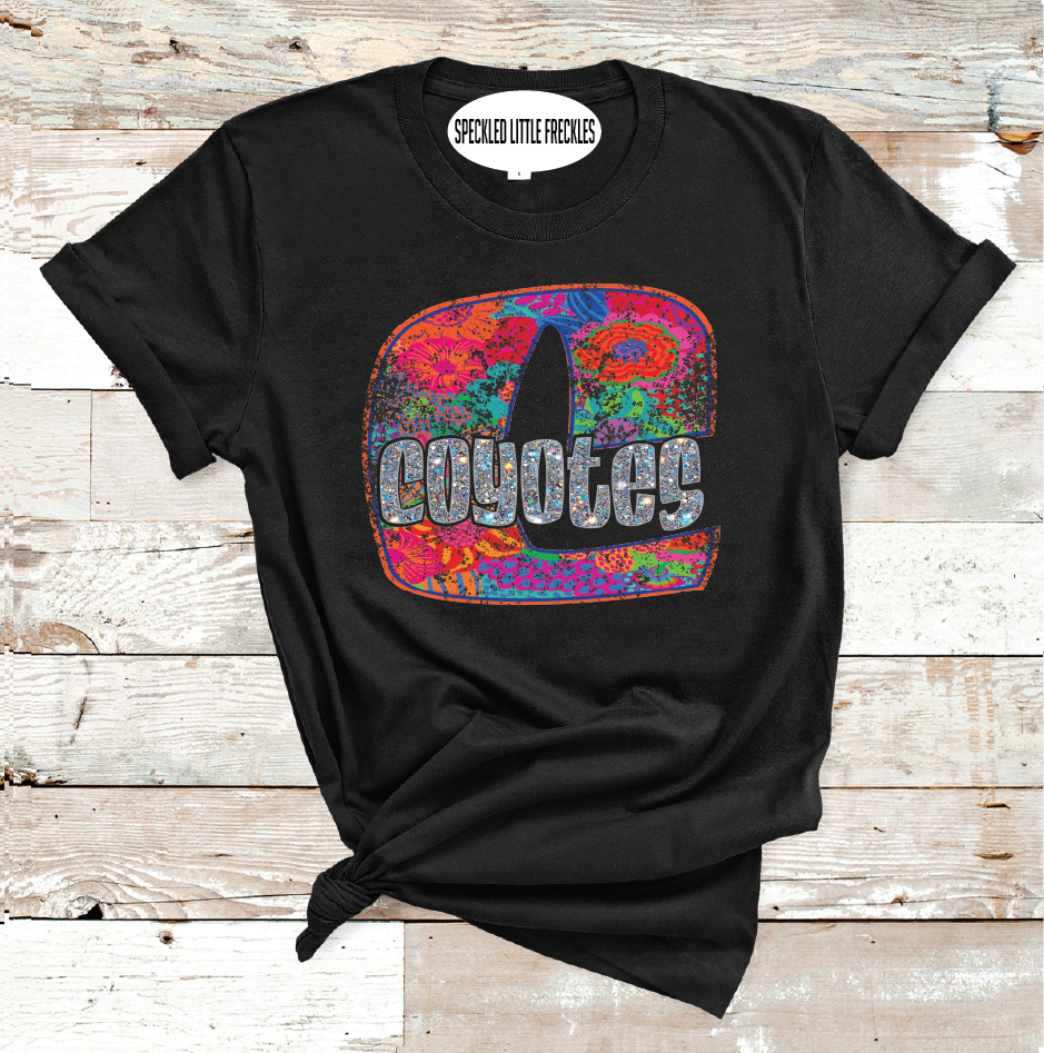 2025 BORDEN COYOTES FLORAL LETTER (HEATHER BLACK)