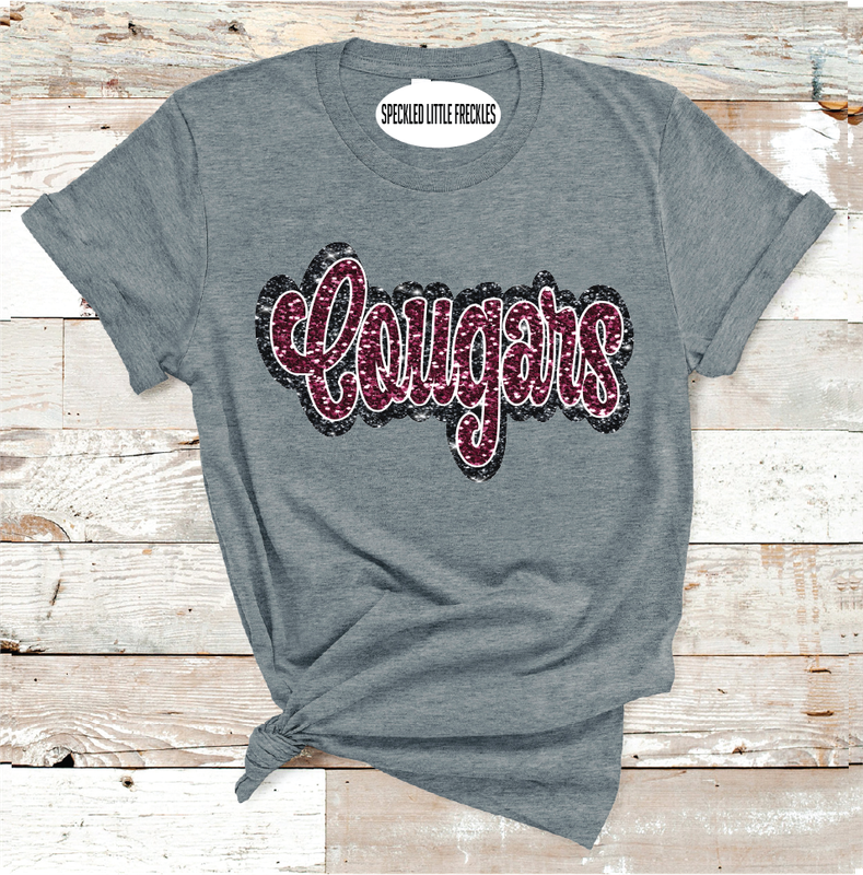 2025 KLONDIKE COUGARS FAUX GLITTER (DARK GRAY)