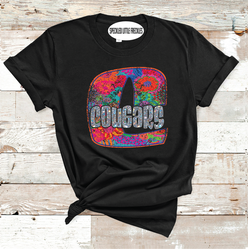 2025 COMPASS COUGARS FLORAL LETTER (HEATHER BLACK)