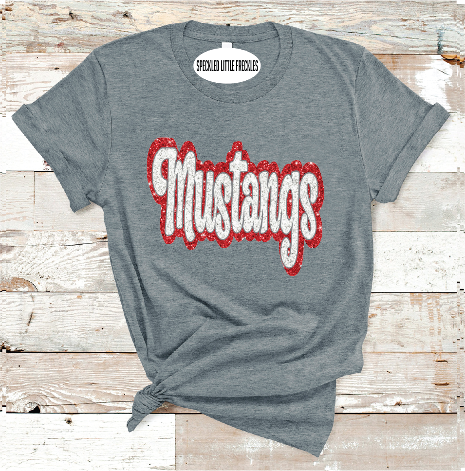 2025 DENVER CITY MUSTANGS FAUX GLITTER (DARK GRAY)