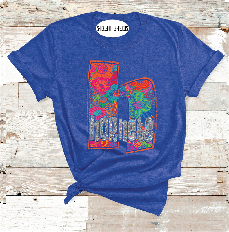 2025 HIGHLAND HORNETS FLORAL LETTER  (HEATHER BLUE)
