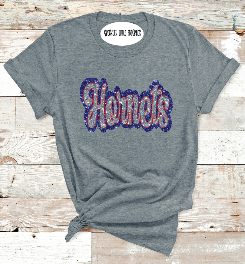 2025 HIGHLAND HORNETS FAUX GLITTER  (DARK GRAY)