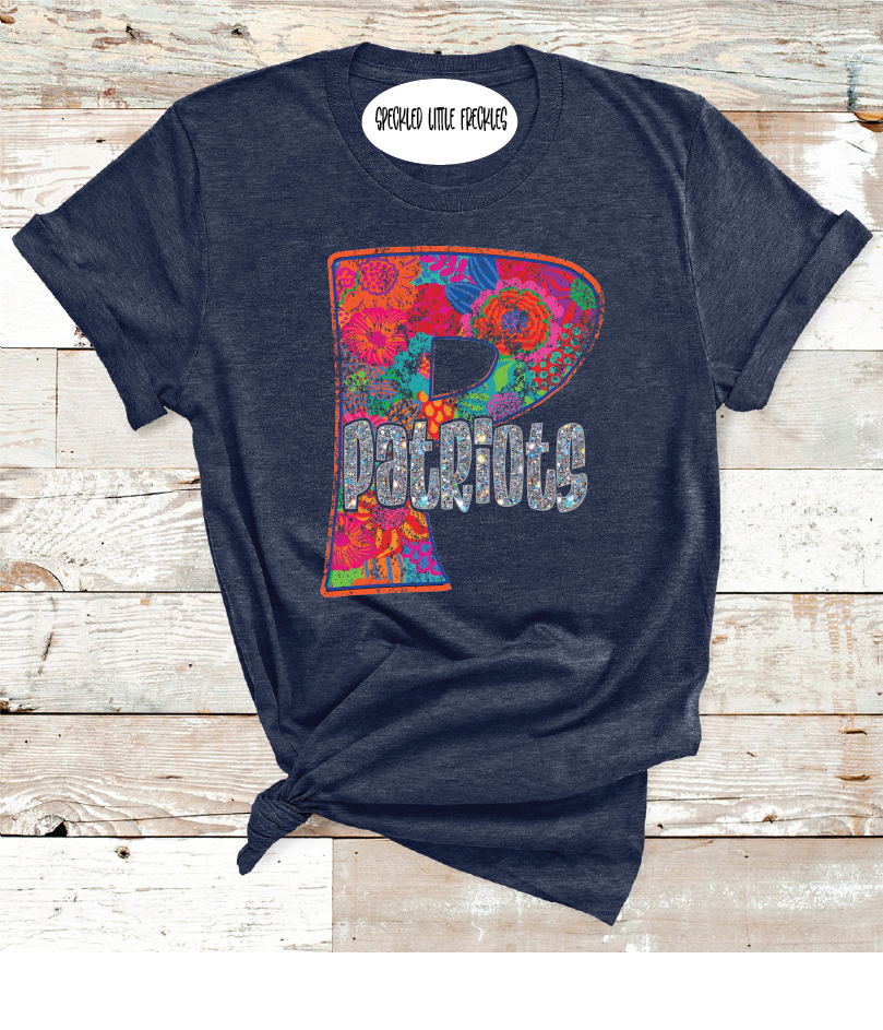 2025 LUBBOCK COOPER PATRIOTS FLORAL LETTER   (HEATHER NAVY)