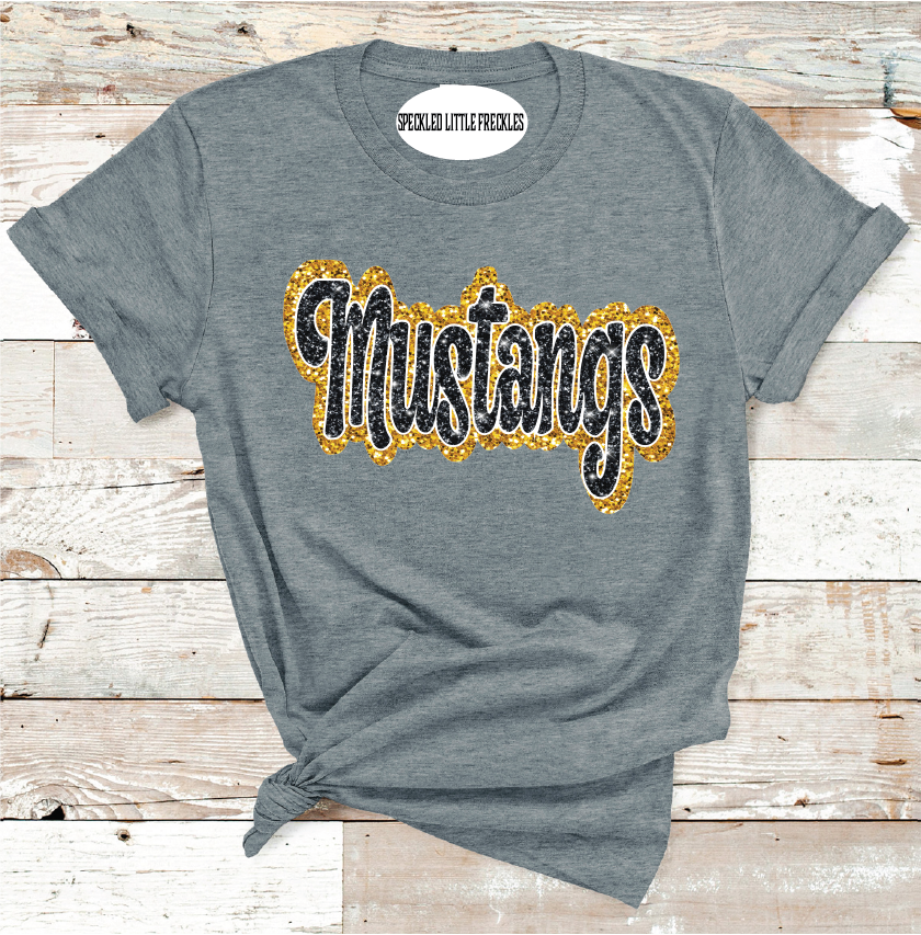 2025 ANDREWS MUSTANGS FAUX GLITTER  (DARK GRAY)