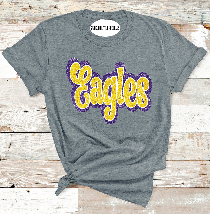 2025 PECOS EAGLES FAUX GLITTER  (DARK GRAY)