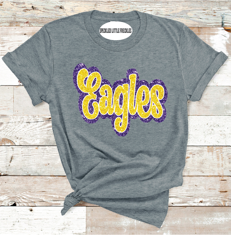 2025 PECOS EAGLES FAUX GLITTER  (DARK GRAY)